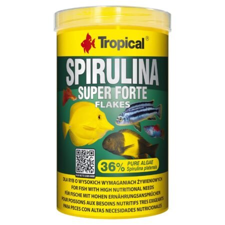 Tropical Super Spirulina Forte 36% Flakes – High-Spirulina Vegetable Flakes for Herbivorous Fish