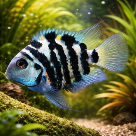 Hybrid Blue Neon Tiger Parrot Fish – 3 cm Exotic Freshwater Cichlid