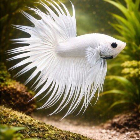 White Crowntail Betta Male – Betta splendens